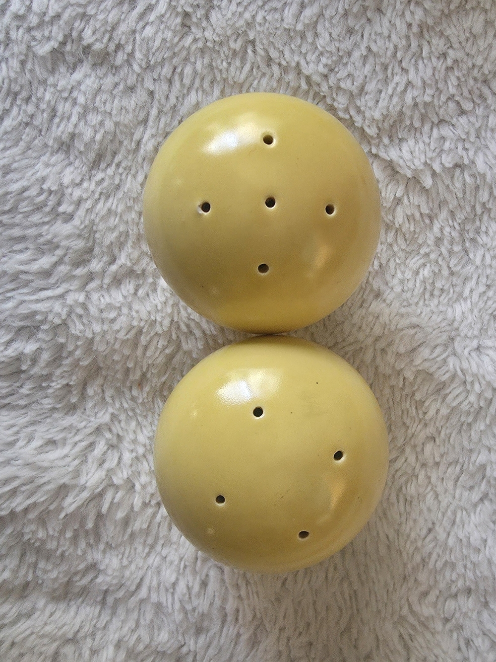 Vintage 1970s Buttercup Yellow Ceramic Salt & Pepper Shakers Set of 2